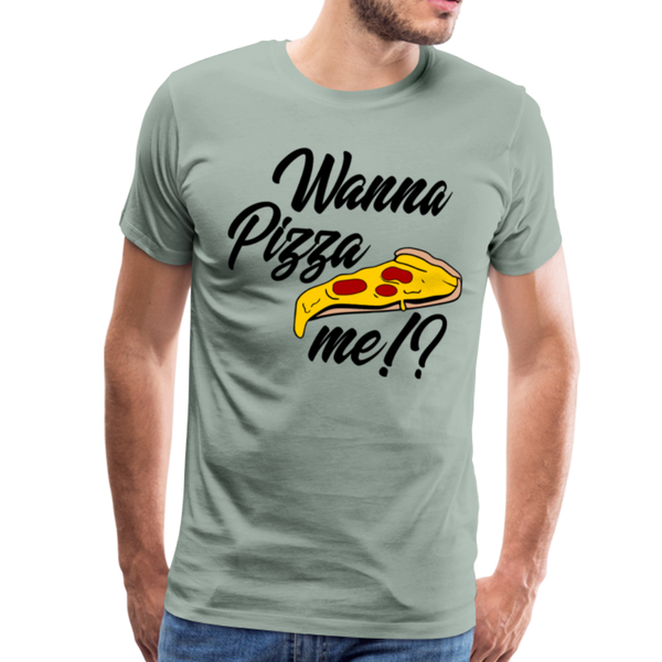 Wanna Pizza Me? Funny Men's Premium T-Shirt - steel green