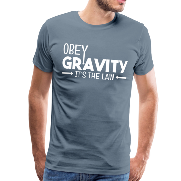 Obey Gravity It's the Law Men's Premium T-Shirt - steel blue