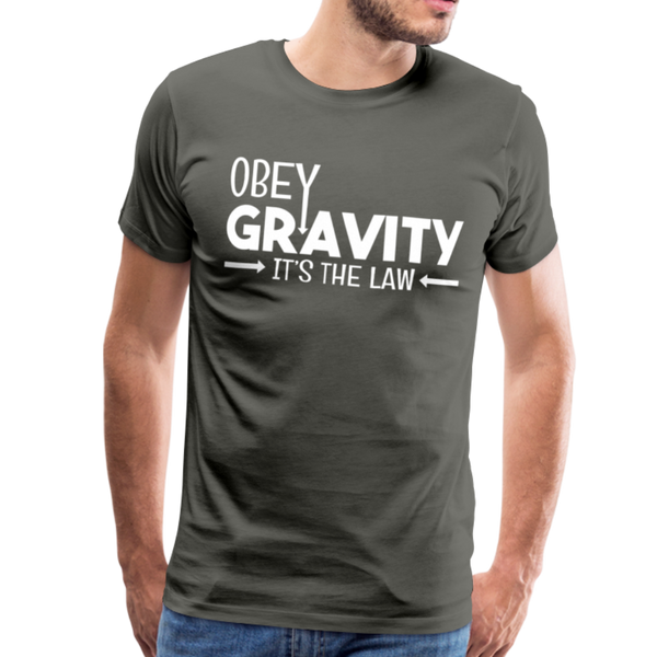 Obey Gravity It's the Law Men's Premium T-Shirt - asphalt gray