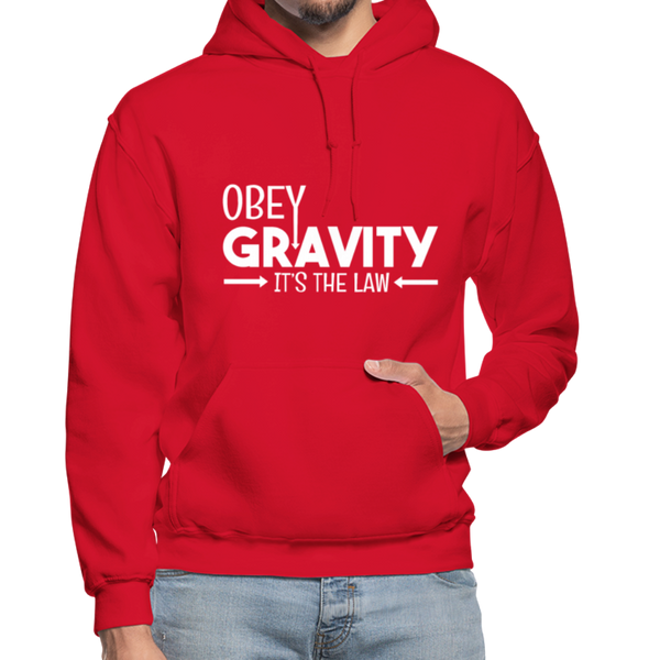 Obey Gravity It's the Law Gildan Heavy Blend Adult Hoodie - red