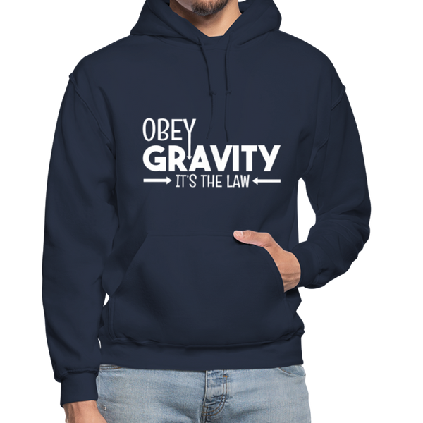 Obey Gravity It's the Law Gildan Heavy Blend Adult Hoodie - navy
