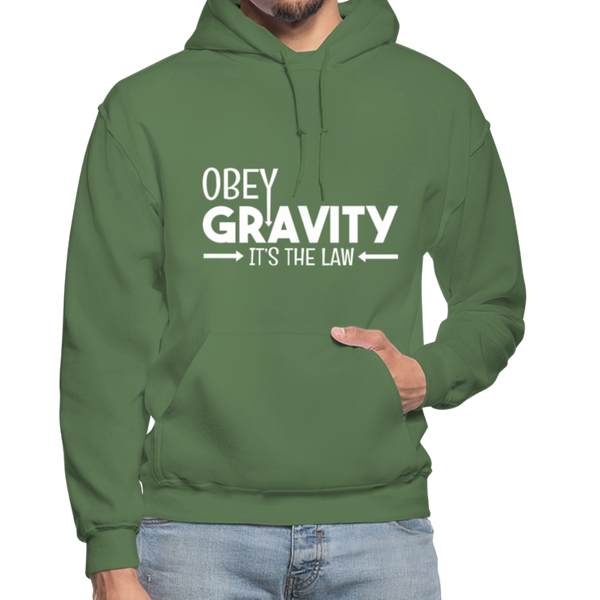 Obey Gravity It's the Law Gildan Heavy Blend Adult Hoodie - military green