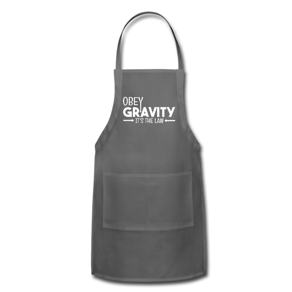 Obey Gravity It's the Law Adjustable Apron - charcoal