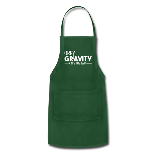 Obey Gravity It's the Law Adjustable Apron - forest green