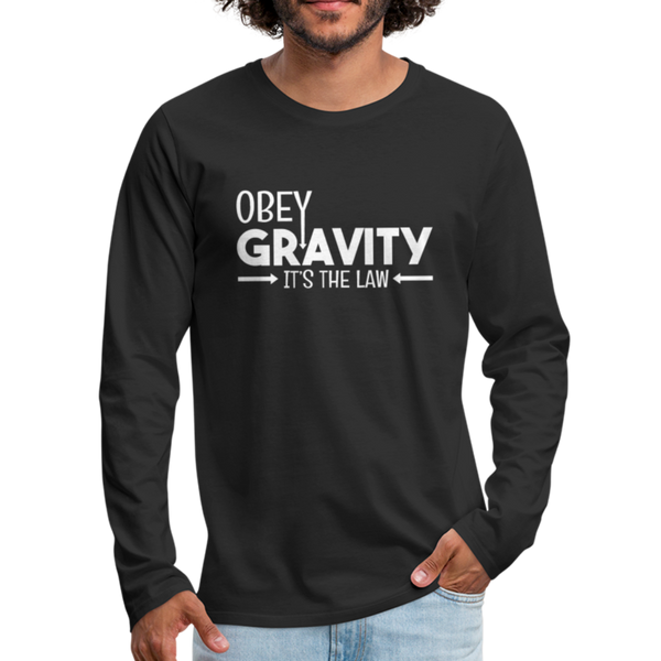 Obey Gravity It's the Law Men's Premium Long Sleeve T-Shirt - black