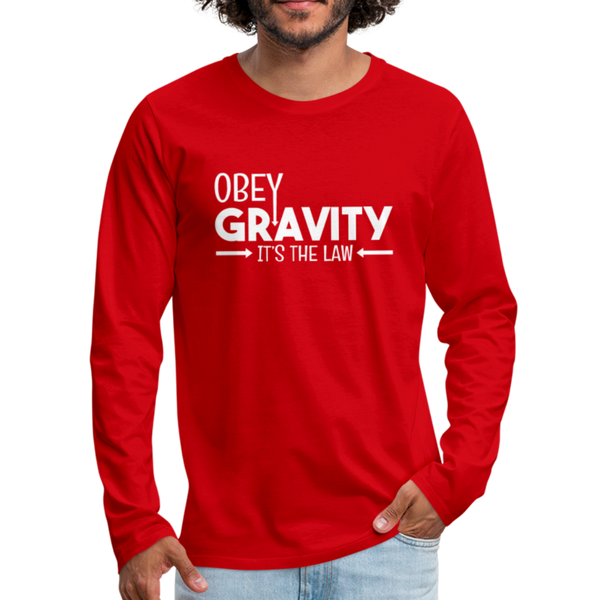 Obey Gravity It's the Law Men's Premium Long Sleeve T-Shirt - red