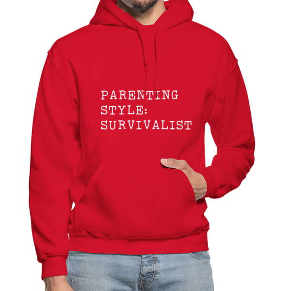 Parenting Style: Survivalist Gildan Heavy Blend Adult Hoodie - red