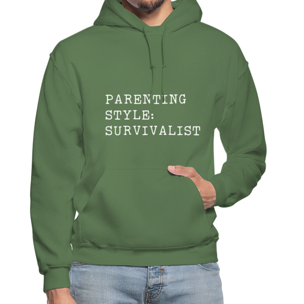 Parenting Style: Survivalist Gildan Heavy Blend Adult Hoodie - military green