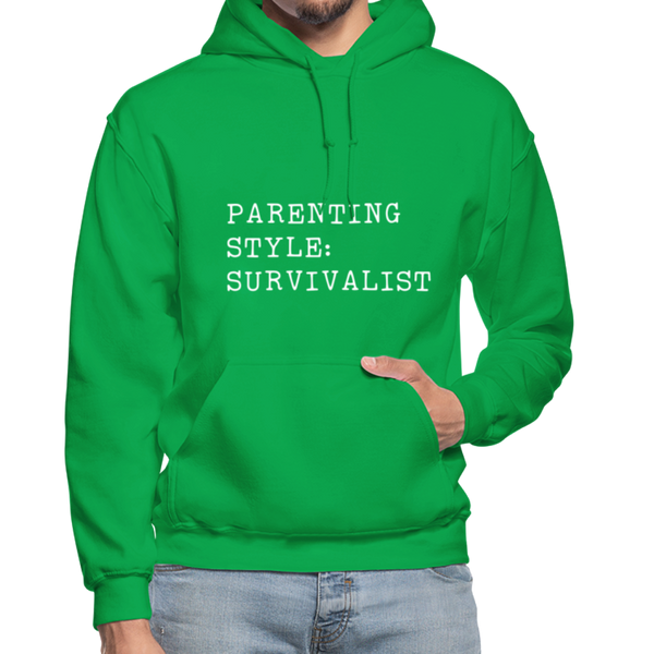 Parenting Style: Survivalist Gildan Heavy Blend Adult Hoodie - kelly green