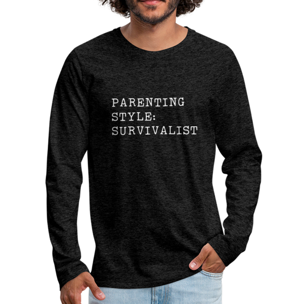 Parenting Style: Survivalist Men's Premium Long Sleeve T-Shirt - charcoal gray