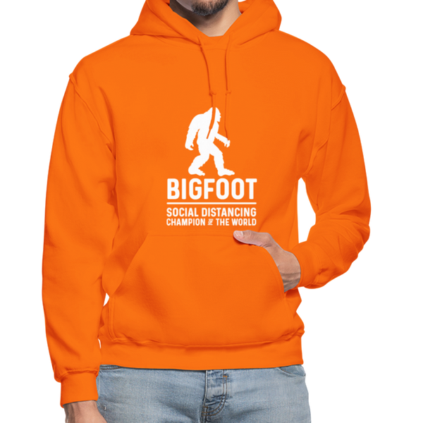 Bigfoot Social Distancing Champion of the World Gildan Heavy Blend Adult Hoodie - orange