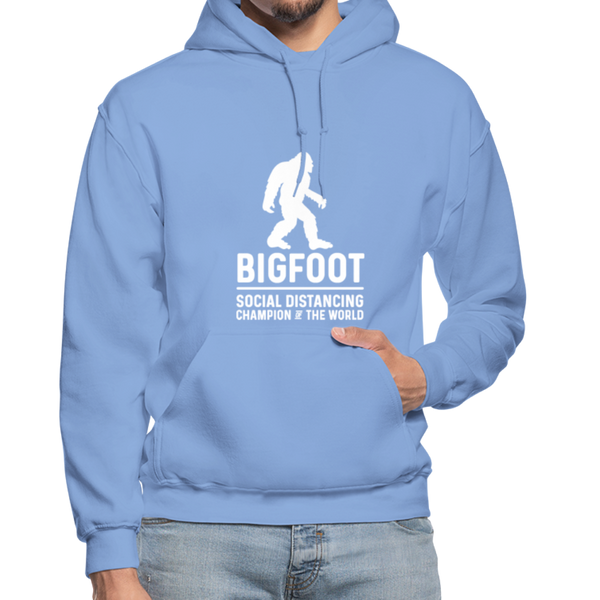 Bigfoot Social Distancing Champion of the World Gildan Heavy Blend Adult Hoodie - carolina blue