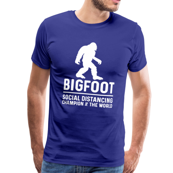 Bigfoot Social Distancing Champion of the World Men's Premium T-Shirt - royal blue