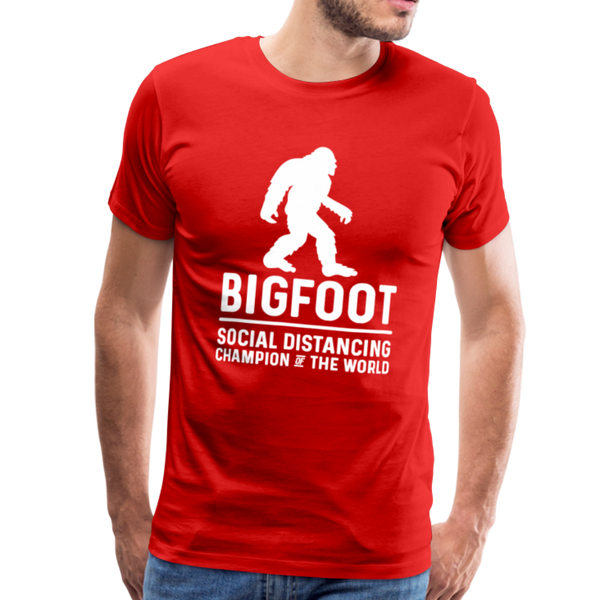 Bigfoot Social Distancing Champion of the World Men's Premium T-Shirt - red