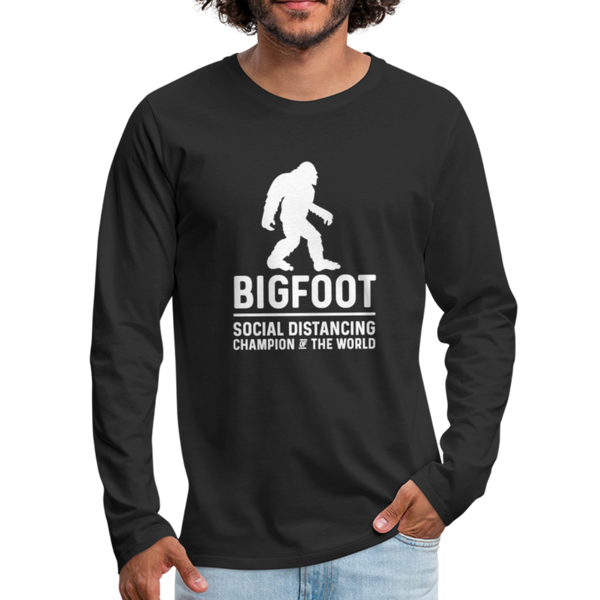 Bigfoot Social Distancing Champion of the World Men's Premium Long Sleeve T-Shirt - black