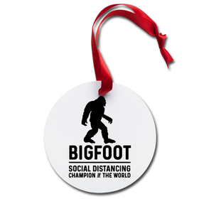 Bigfoot Social Distancing Champion of the World Holiday Ornament