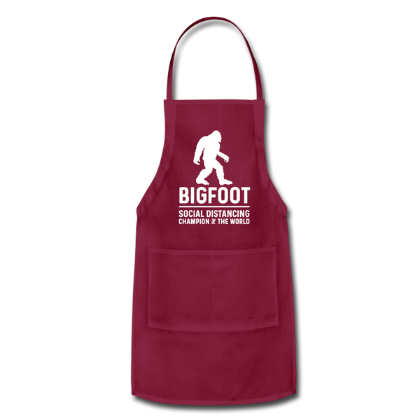 Bigfoot Social Distancing Champion of the World Adjustable Apron - burgundy