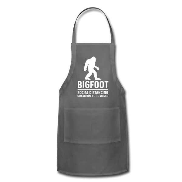 Bigfoot Social Distancing Champion of the World Adjustable Apron - charcoal