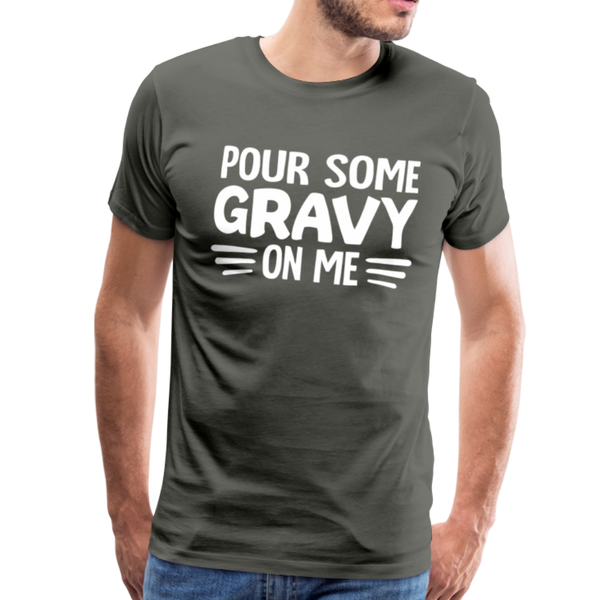 Thanksgiving Pour Some Gravy on Me Men's Premium T-Shirt - asphalt gray