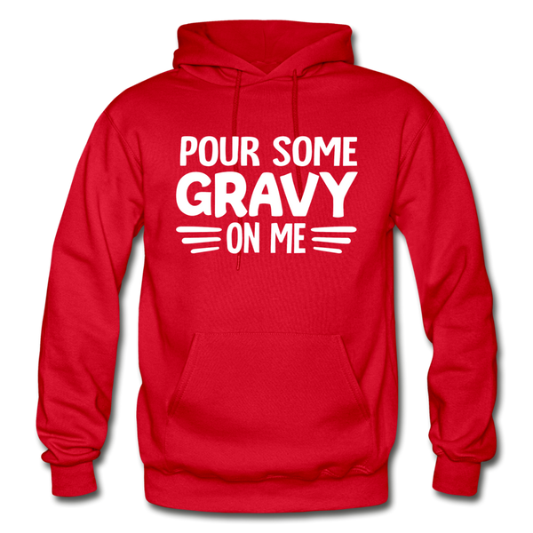 Thanksgiving Pour Some Gravy on Me Gildan Heavy Blend Adult Hoodie - red