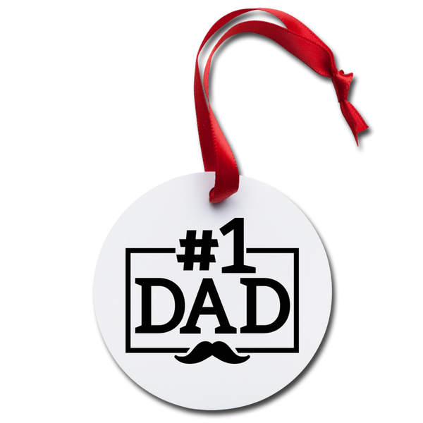 #1 Dad Mustache Holiday Ornament - white