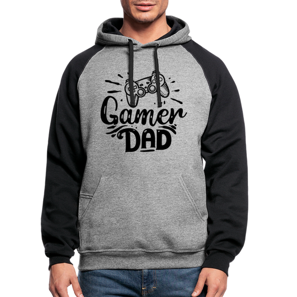 Gamer Dad Colorblock Hoodie - heather gray/black