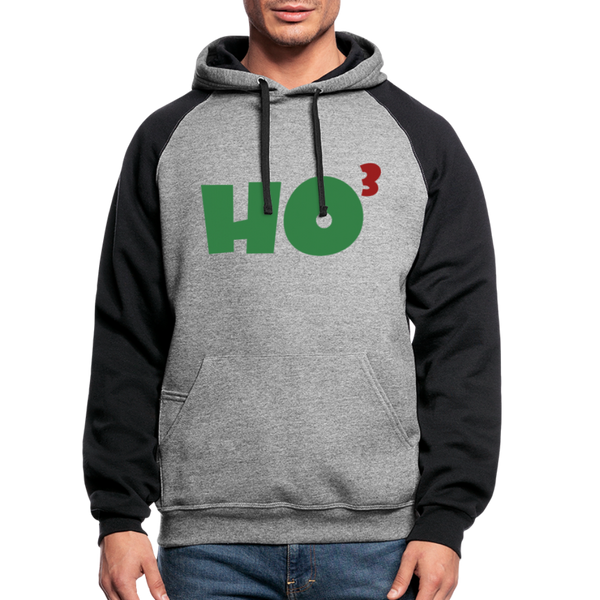 Ho to the Third Power Christmas Unisex Colorblock Hoodie - heather gray/black