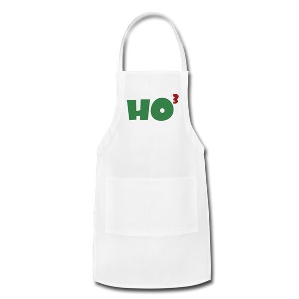 Ho to the Third Power Adjustable Apron - white