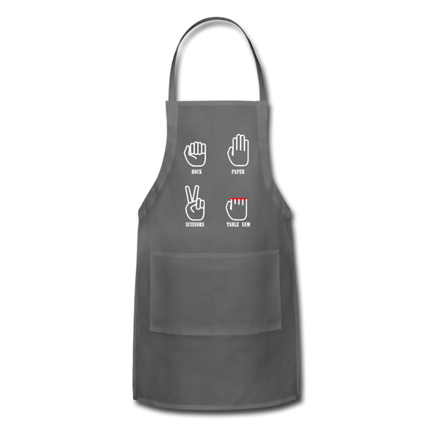 Rock, Paper, Scissors, Table Saw Funny Adjustable Apron - charcoal