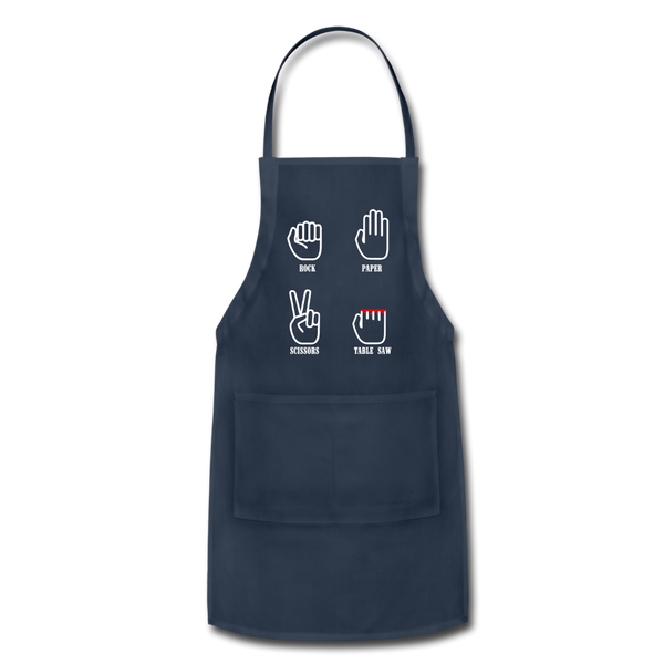 Rock, Paper, Scissors, Table Saw Funny Adjustable Apron - navy
