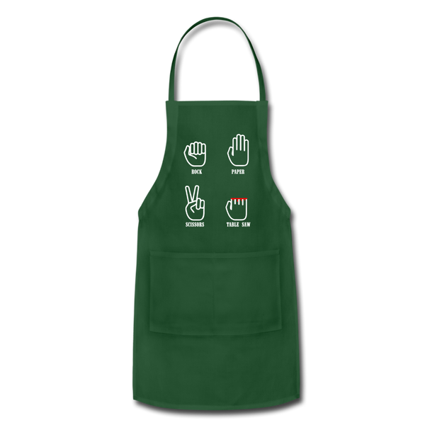 Rock, Paper, Scissors, Table Saw Funny Adjustable Apron - forest green