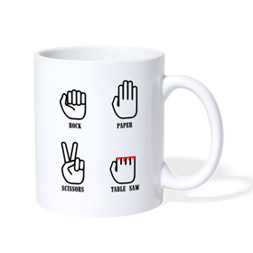 Rock, Paper, Scissors, Table Saw Funny Coffee/Tea Mug