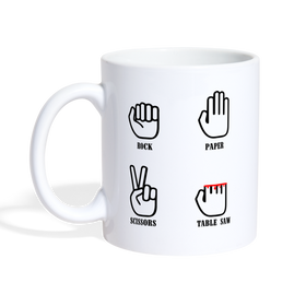 Rock, Paper, Scissors, Table Saw Funny Coffee/Tea Mug