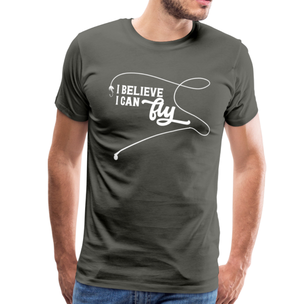 I Believe I Can Fly Fishing Men's Premium T-Shirt - asphalt gray