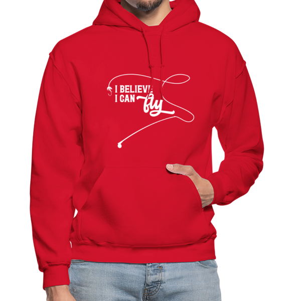 I Believe I Can Fly Fishing Gildan Heavy Blend Adult Hoodie - red