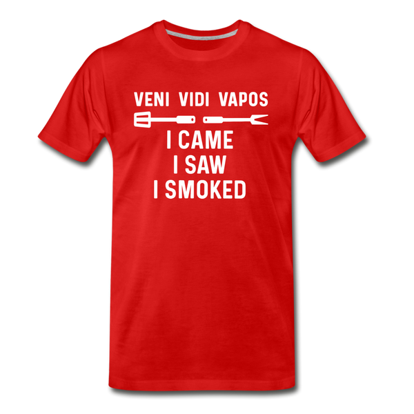 Veni Vidi Vapos I Came I Saw I Smoked: BBQ Smoker Men's Premium T-Shirt - red
