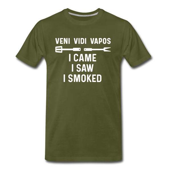Veni Vidi Vapos I Came I Saw I Smoked: BBQ Smoker Men's Premium T-Shirt - olive green