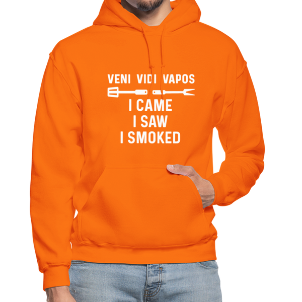 Veni Vidi Vapos I Came I Saw I Smoked: BBQ Smoker Gildan Heavy Blend Adult Hoodie - orange
