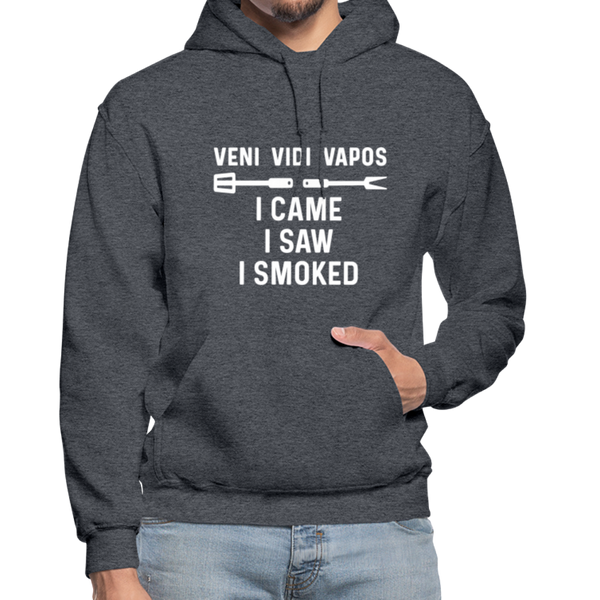 Veni Vidi Vapos I Came I Saw I Smoked: BBQ Smoker Gildan Heavy Blend Adult Hoodie - charcoal gray
