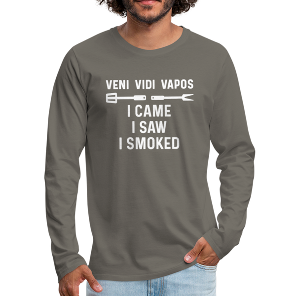 Veni Vidi Vapos I Came I Saw I Smoked: BBQ Smoker Men's Premium Long Sleeve T-Shirt - asphalt gray