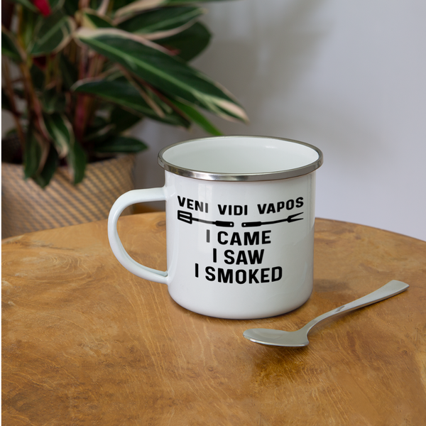 Veni Vidi Vapos I Came I Saw I Smoked: BBQ Smoker Camper Mug - white
