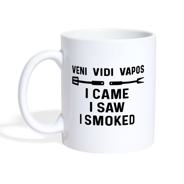Veni Vidi Vapos I Came I Saw I Smoked: BBQ Smoker Coffee/Tea Mug - white