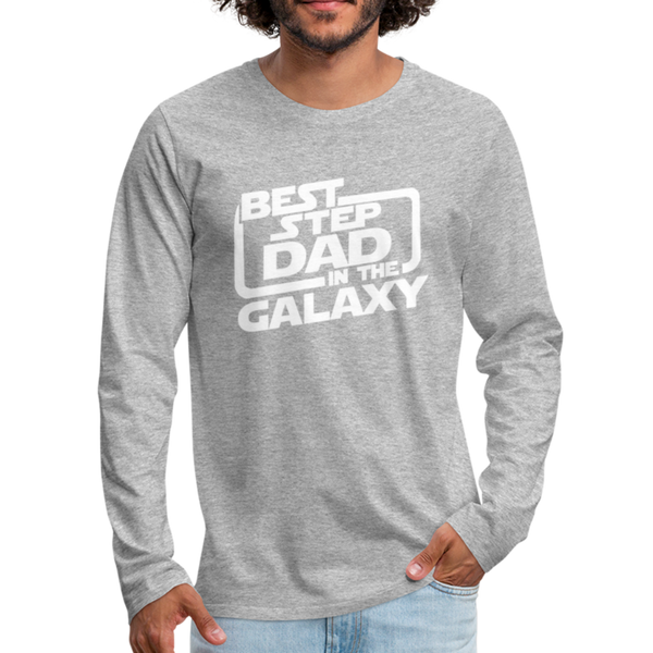 Best Step Dad in the Galaxy Men's Premium Long Sleeve T-Shirt - heather gray