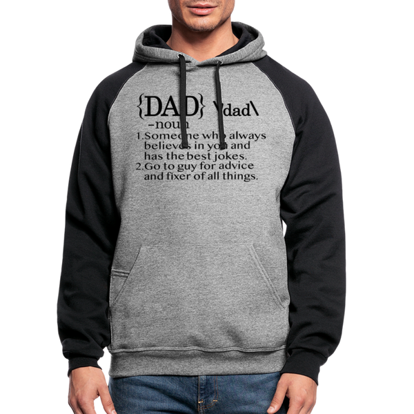 Dad Definition Colorblock Hoodie - heather gray/black