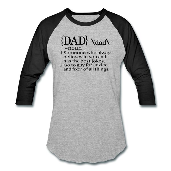 Dad Definition Baseball T-Shirt - heather gray/black