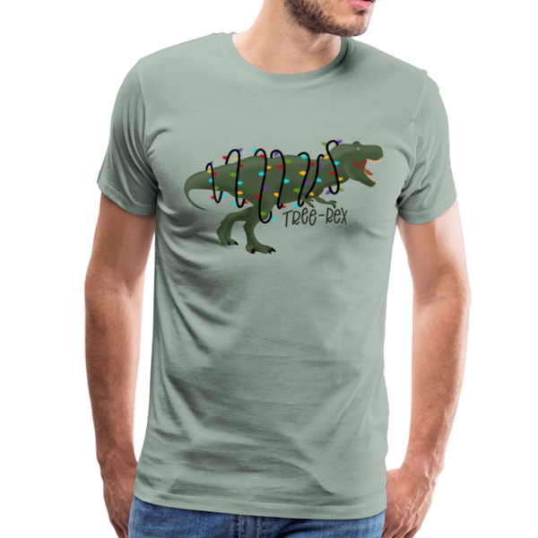 Tree-Rex Dinosaur Christmas Men's Premium T-Shirt - steel green