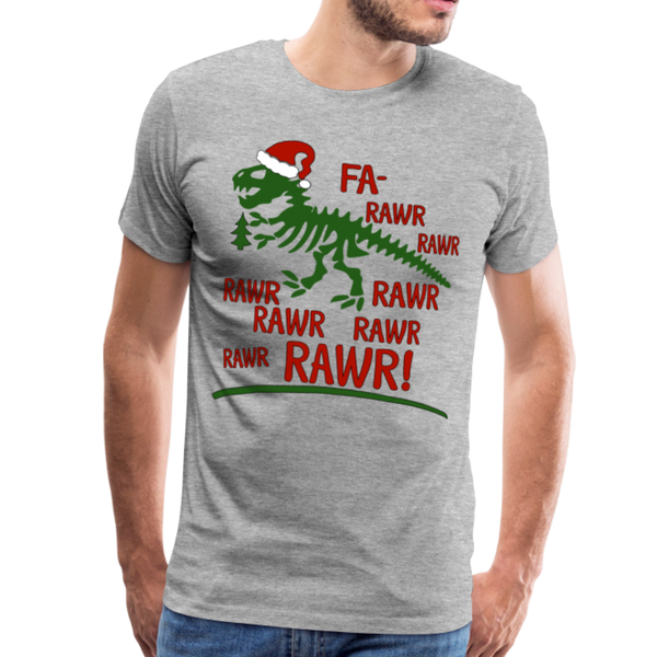 T-Rex Fa Rawr Christmas Dinosaur Men's Premium T-Shirt - heather gray