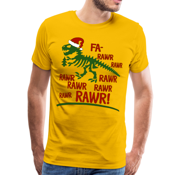 T-Rex Fa Rawr Christmas Dinosaur Men's Premium T-Shirt - sun yellow