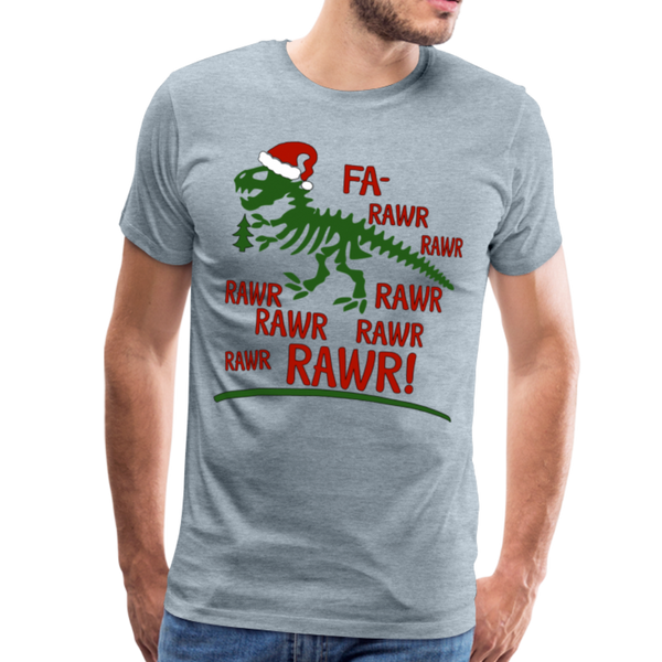 T-Rex Fa Rawr Christmas Dinosaur Men's Premium T-Shirt - heather ice blue