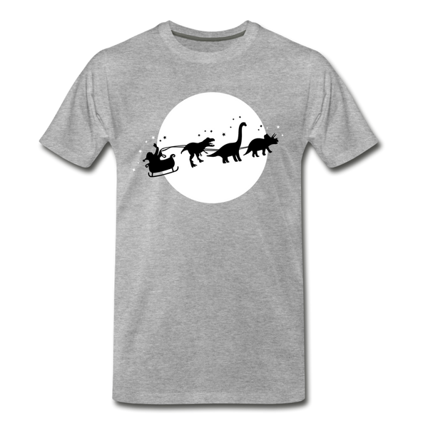 Santa with Dinosaurs Sleigh Men's Premium T-Shirt - heather gray